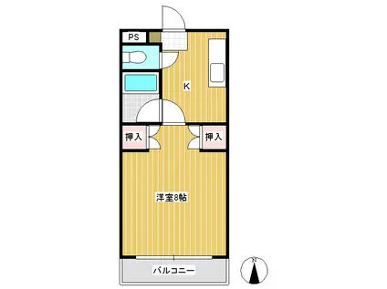 ドミール緑ヶ丘(1K/1階)の間取り写真