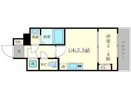 セレニテ本町REFLET(1DK/10階)の間取り写真