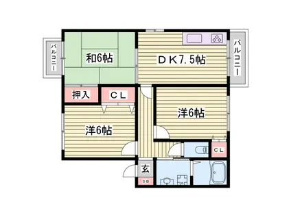 パセオクレールII (3DK/2階)の間取り写真