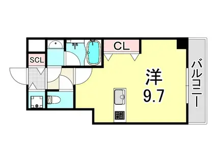 ブランTAT西宮本町II(ワンルーム/4階)の間取り写真