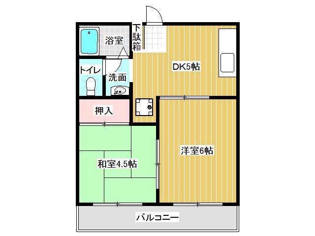 サマックスルミナスIII(2DK/1階)の間取り写真