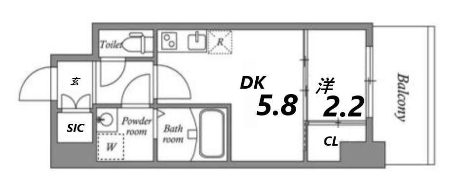 アドバンス神戸ラシュレ(1DK/3階)の間取り写真