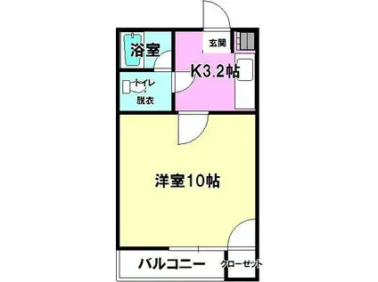 メゾンテシャン(1K/2階)の間取り写真