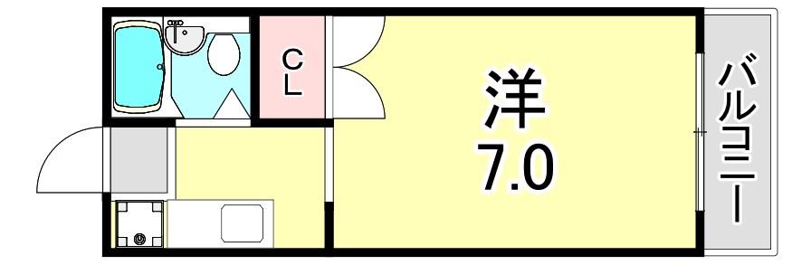 NTB-2(1K/2階)の間取り写真