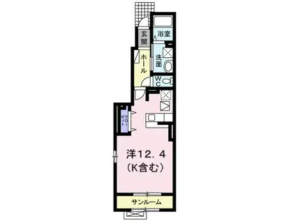 ルミナス山王A(ワンルーム/1階)の間取り写真