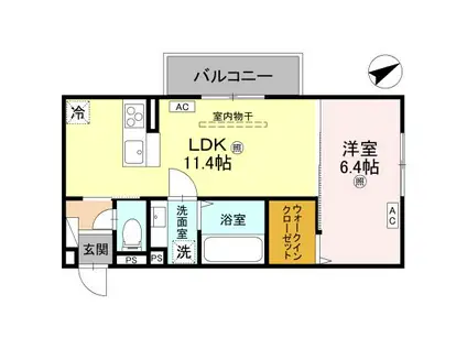 D-REGALO江守中(1LDK/2階)の間取り写真