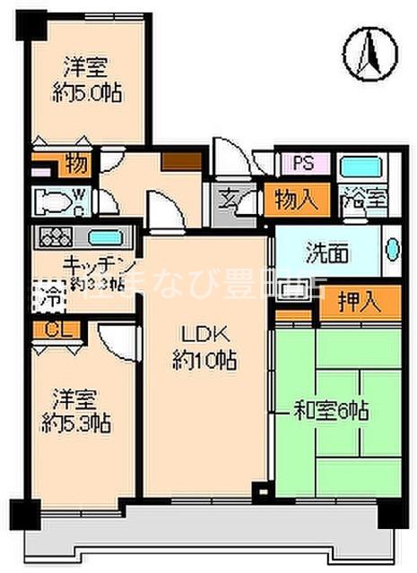 イトーピア豊田マンション(3LDK/12階)の間取り写真