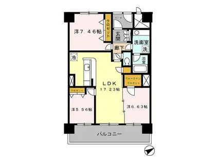 ディーグランセ鴨江(3LDK/6階)の間取り写真