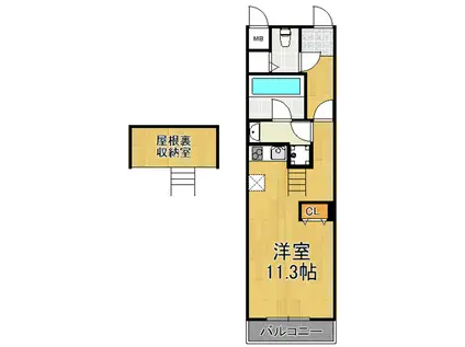 聚楽荘立花(ワンルーム/3階)の間取り写真