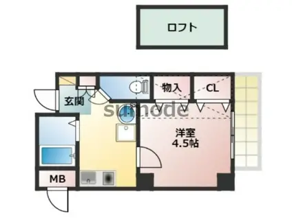フォルム千里丘(1SK/2階)の間取り写真