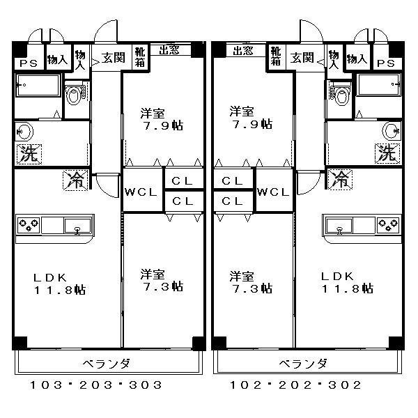 エトール ア ラ パージュ(2LDK/3階)の間取り写真