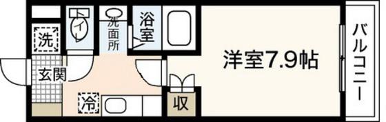 サンリバー可部(1K/3階)の間取り写真