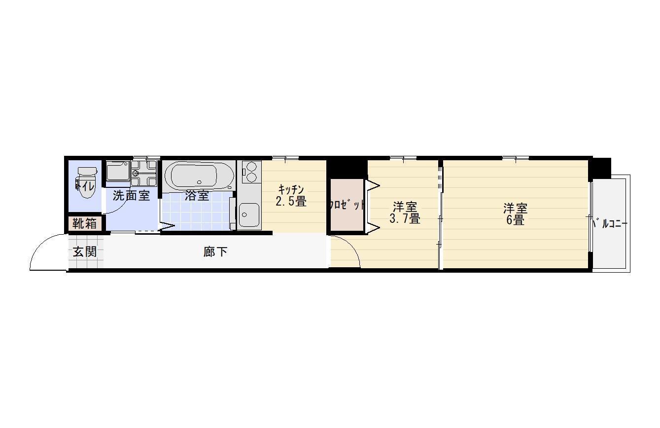 ロイヤル今治(2K/8階)の間取り写真