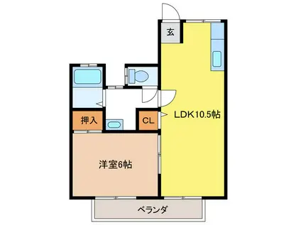 Y・Mコーポ(1LDK/1階)の間取り写真