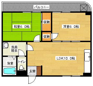 リバーサイド小島(2LDK/6階)の間取り写真