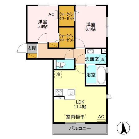 シュシュポルト(2LDK/3階)の間取り写真