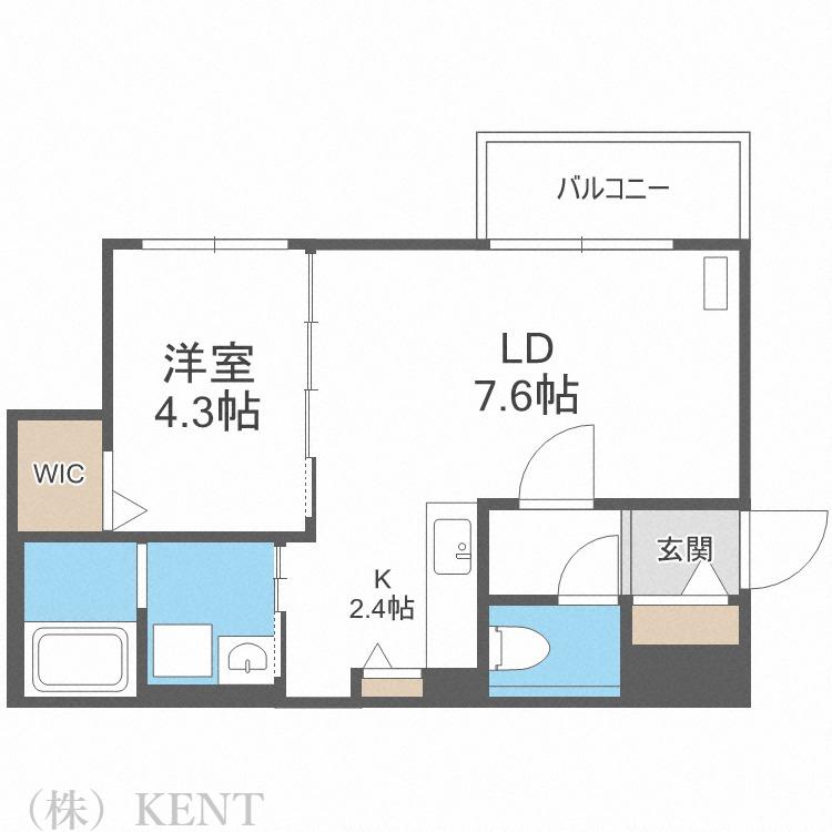 ウエリスアーバン円山北3条(1LDK/1階)の間取り写真