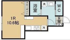 シャルム泉中央(ワンルーム/1階)の間取り写真
