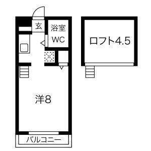メゾン西大平II(ワンルーム/2階)の間取り写真