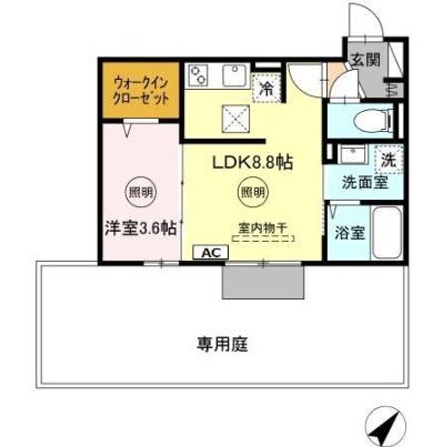 D-ROOM南方(1LDK/1階)の間取り写真