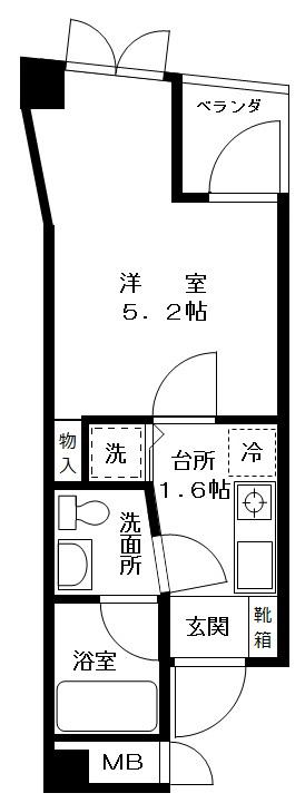 サンヒルズ(1K/5階)の間取り写真