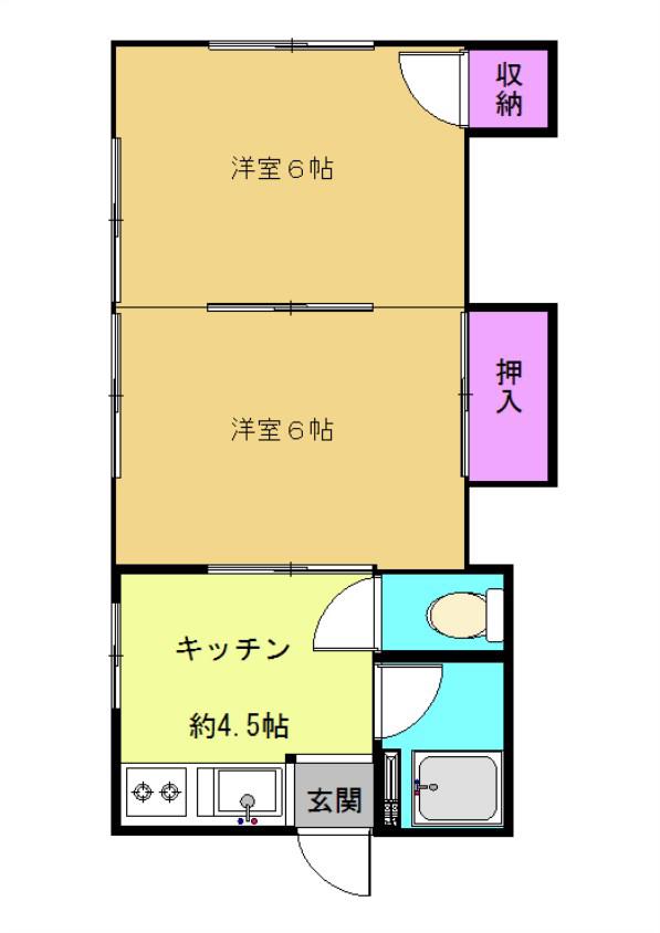 美鈴コーポ(2K/1階)の間取り写真
