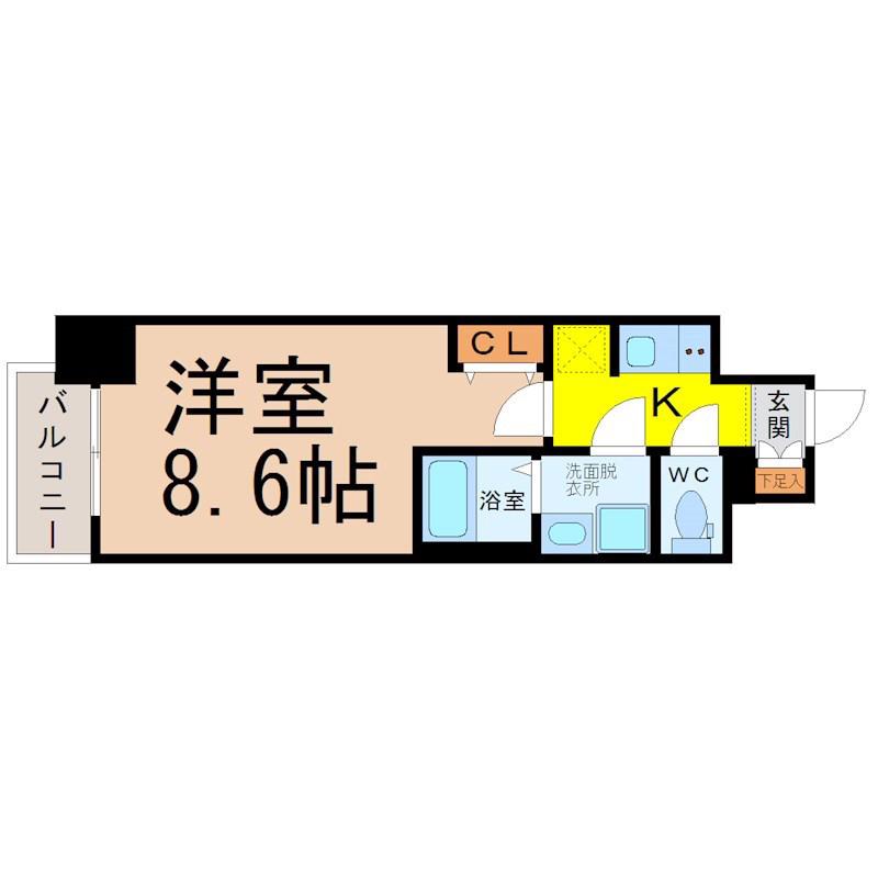 S-RESIDENCE金山ウエスト(1K/8階)の間取り写真