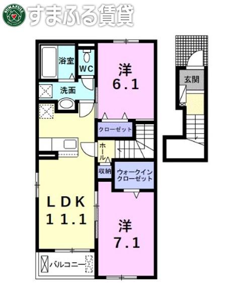 ブリーズ雨池 I(2LDK/2階)の間取り写真