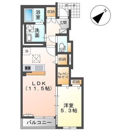グランデ ヴィラージュ(1LDK/1階)の間取り写真