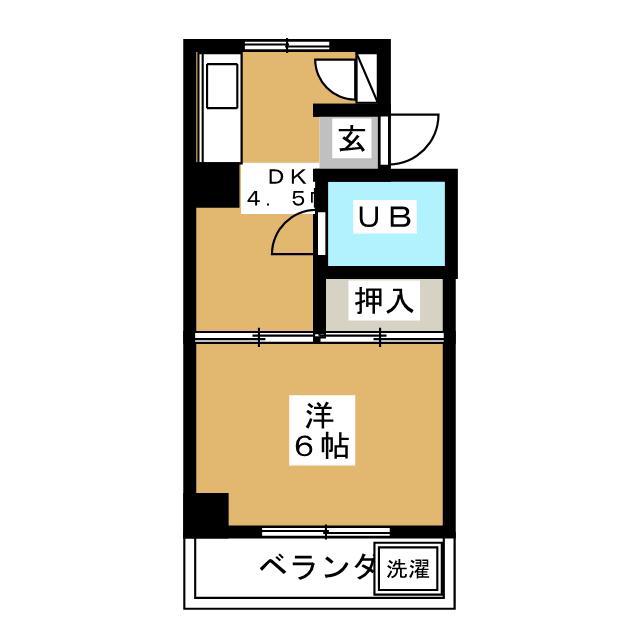 シルクハイツA(1DK/2階)の間取り写真