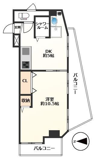 アライビル(1DK/3階)の間取り写真