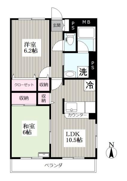 ハモエビレッジ(2LDK/3階)の間取り写真