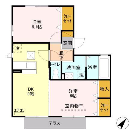 ベルドミール(2DK/1階)の間取り写真