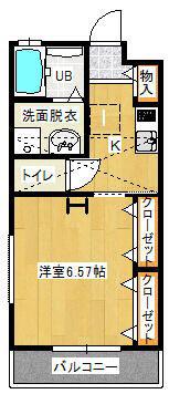 アメニティ戸田II(1K/2階)の間取り写真