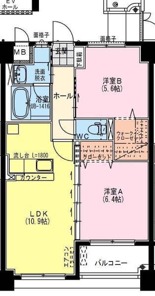 ヴェルディ(2LDK/5階)の間取り写真