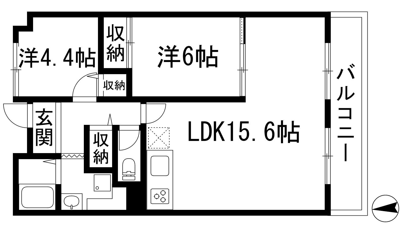 ライフイン水月(2LDK/4階)の間取り写真