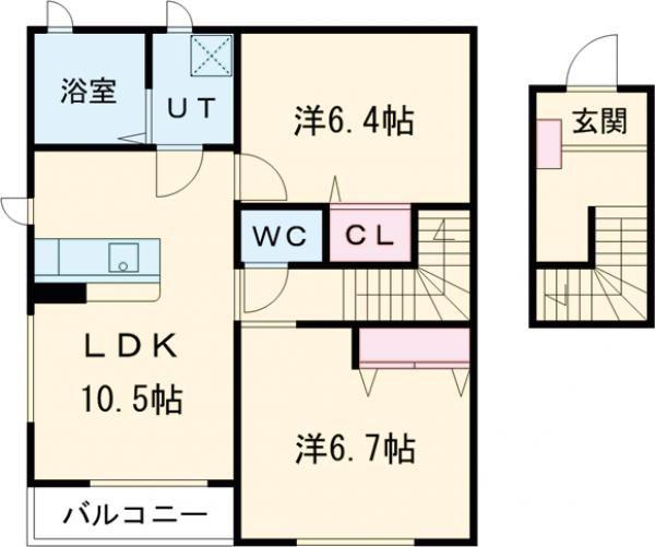 ディアコート(2LDK/2階)の間取り写真