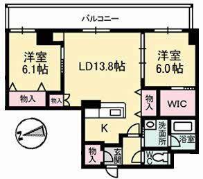 ボナール古京(2LDK/4階)の間取り写真