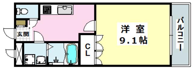 ラディアント(1K/2階)の間取り写真