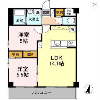 MOE MUSASHIKOSUGI(2LDK/4階)の間取り写真