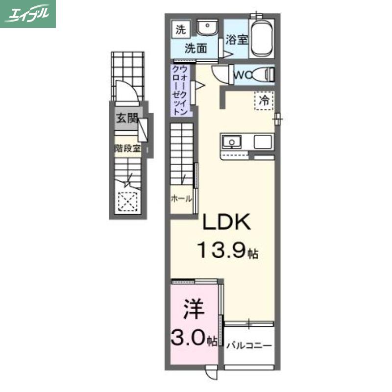 マーベラスK3 B(1LDK/2階)の間取り写真
