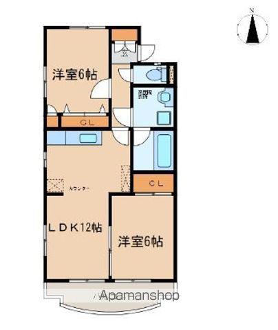 ヴェルジュ弐番館(2LDK/2階)の間取り写真