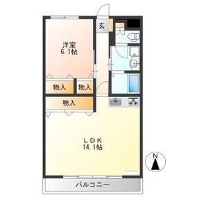 メゾンソレール(1LDK/3階)の間取り写真