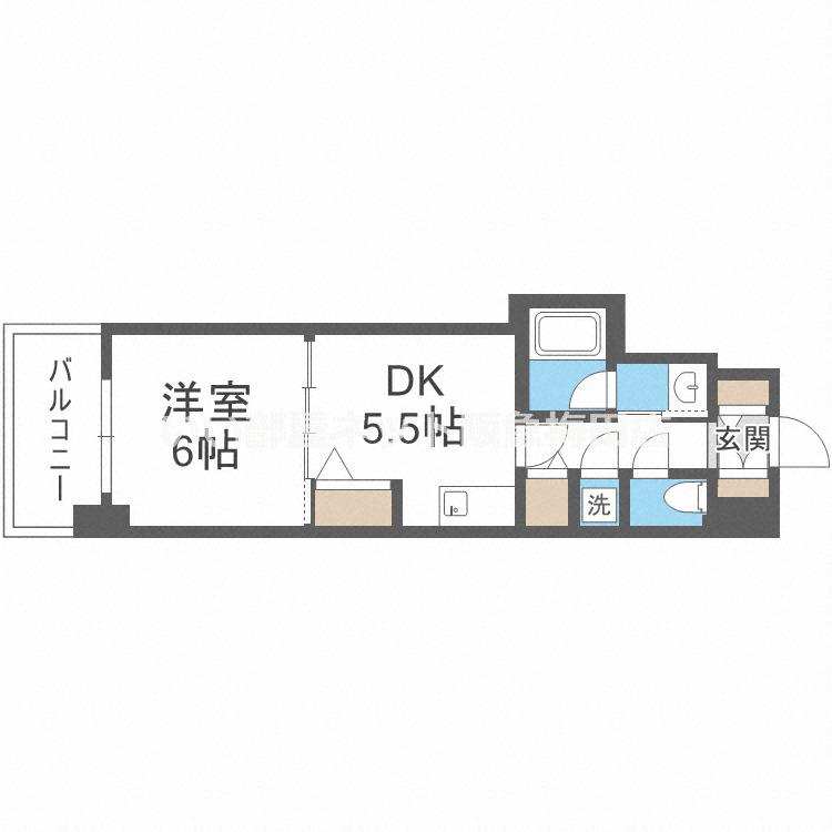 クリーデンス福島(1DK/6階)の間取り写真
