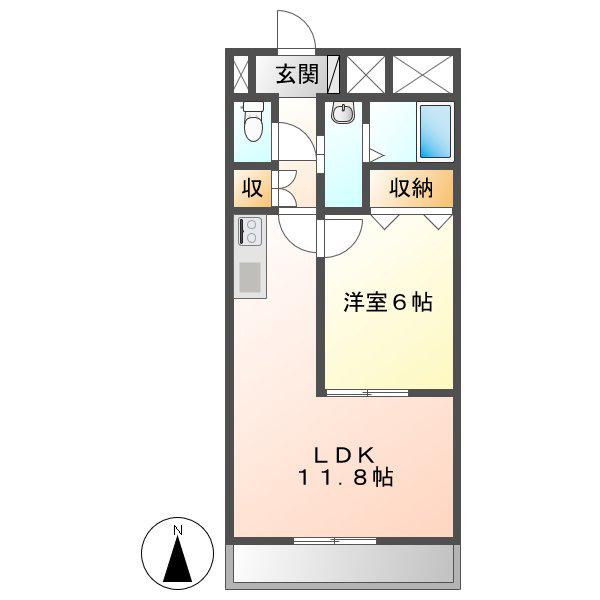 ヴァン オンズ(1LDK/1階)の間取り写真