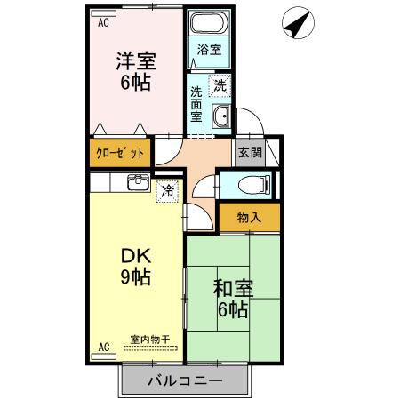 セジュール中村B棟(2DK/2階)の間取り写真