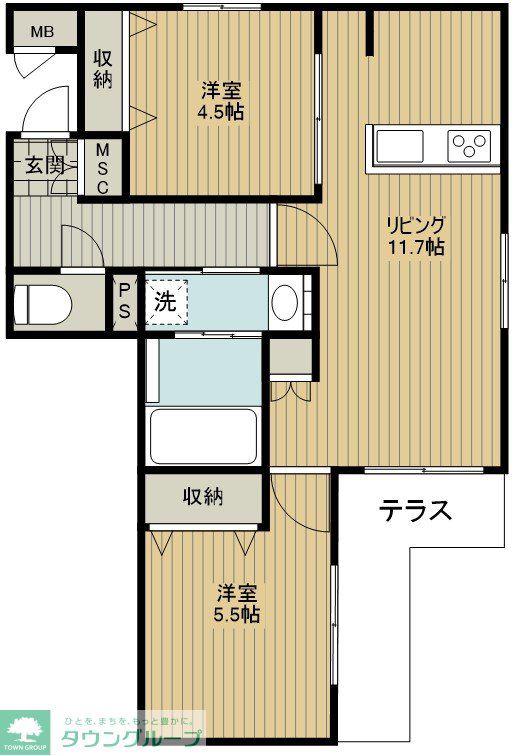 オリーブハウス新宿(2LDK/1階)の間取り写真