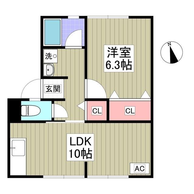 パナヴィレッジ エッグ B(1LDK/1階)の間取り写真