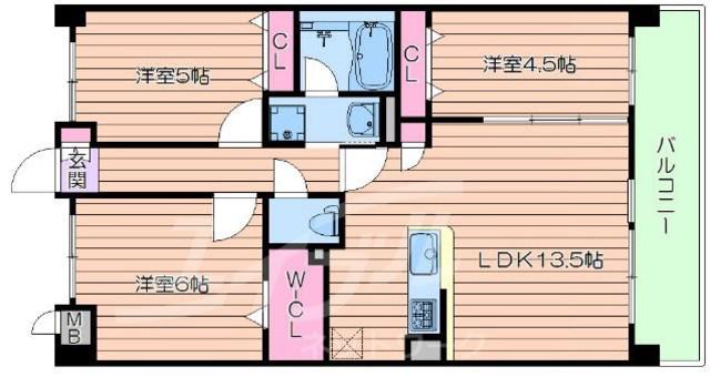 カビサ千里中央(3LDK/3階)の間取り写真