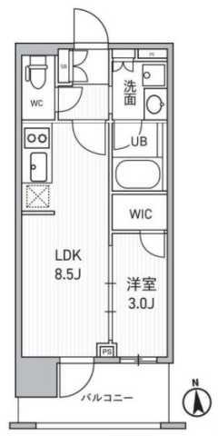 シーズンフラッツ新御徒町イースト(1LDK/9階)の間取り写真